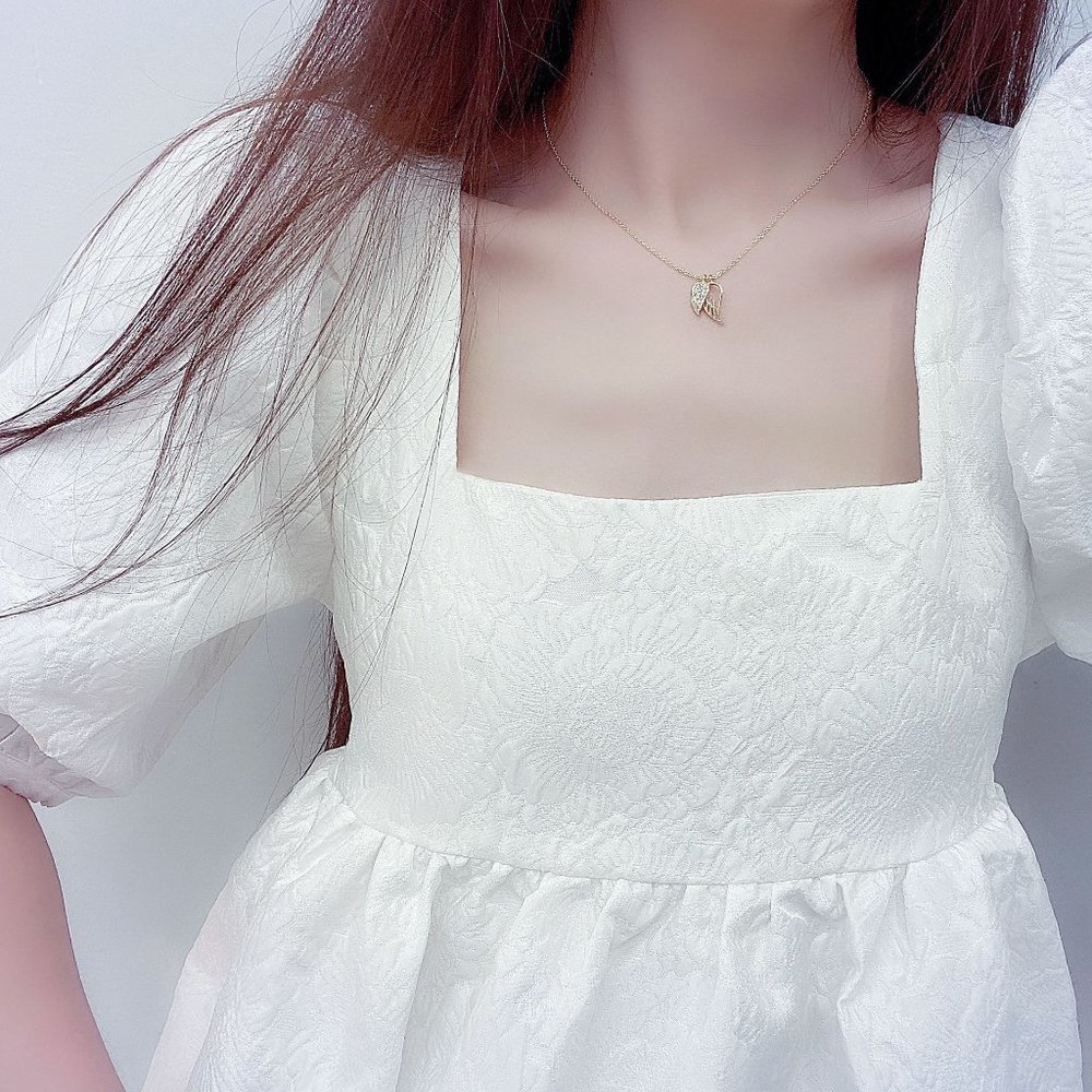 NEW 14K Gold Plated Diamond Angel Wing Necklace - Picture 2 of 9